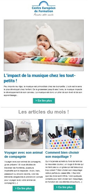 newsletter du Centre Européen de Formation